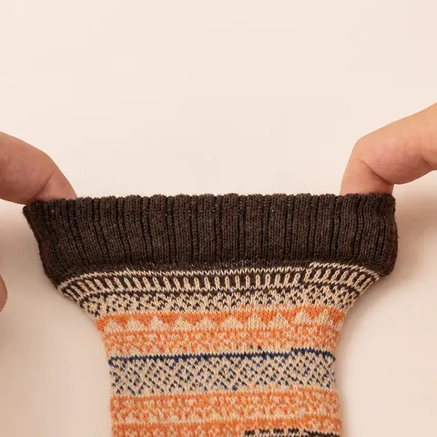 Vintage Ethnic Style Long-Staple Cotton Crew Socks For Men Amekaji Geometric Jacquard Thickened Warm Winter Workwear Fashion Socks