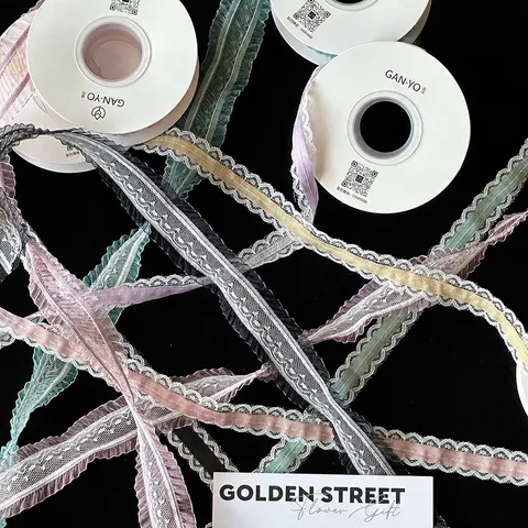 Vintage Lace Embroidery Mesh Ribbon For Flower Bouquet Packaging DIY Bow Ribbon For Gift Wrapping Wedding Decoration