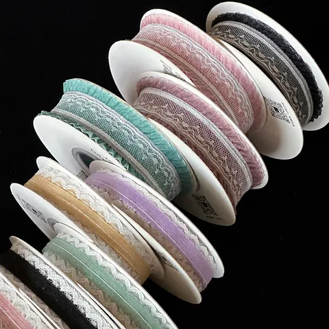 Vintage Lace Embroidery Mesh Ribbon For Flower Bouquet Packaging DIY Bow Ribbon For Gift Wrapping Wedding Decoration