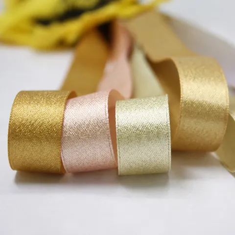 Metallic Polyester Woven Ribbon Elegant Shimmer Texture Ribbon For Gift Wrapping Bouquet Bow Decoration DIY Craft Floral Packaging Supplies