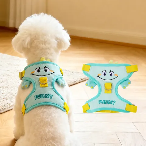 Cartoon Dinosaurier Haustier Geschirr und Leine Set Verstellbare Atmungsaktive Netzweste Für Kleine Hunde Katzen Welpen Kätzchen Zubehör Grün
