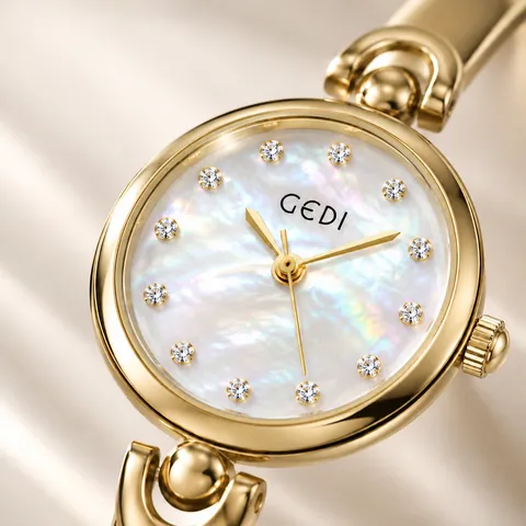 Montre Bracelet Jonc Quartz Élégante Pour Femme Cadran Rond Avec Accents En Strass Bracelet En Alliage Étanche