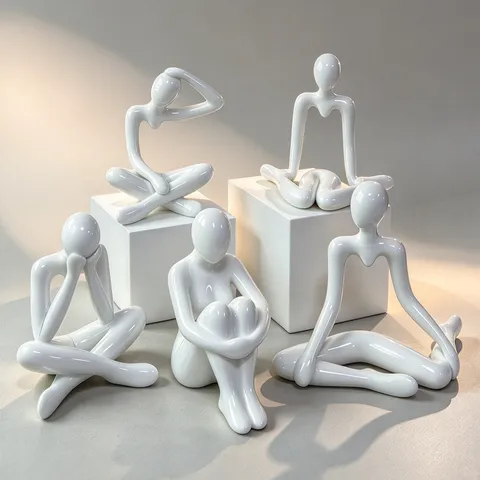 Modern Abstract Thinker Statue Plastic Figurine Minimalist Desktop Ornament Home Decor Sculpture Collectible Art Piece