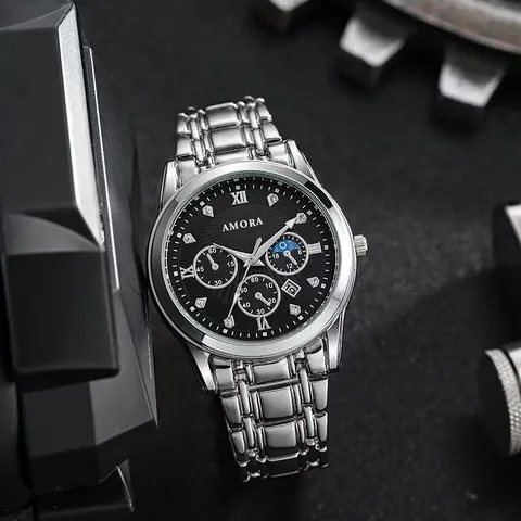Herren Luxus Business Quarzuhr Mit Edelstahlband Lederarmband Leuchtend Wasserdicht Kalender Analog Mode Armbanduhr