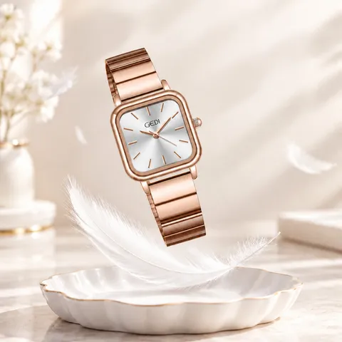 Montre à Quartz Carrée Vintage pour Femme Bracelet en Acier Inoxydable Étanche 3ATM Montre-Bracelet Analogique Élégante pour Bureau Quotidien