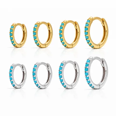 925 Sterling Zilver Rond Oorbellen Minimalistisch Zirconia Turkoois Ingelegd Geometrische Piercing Oorknopjes Unisex Sieraden Cadeau