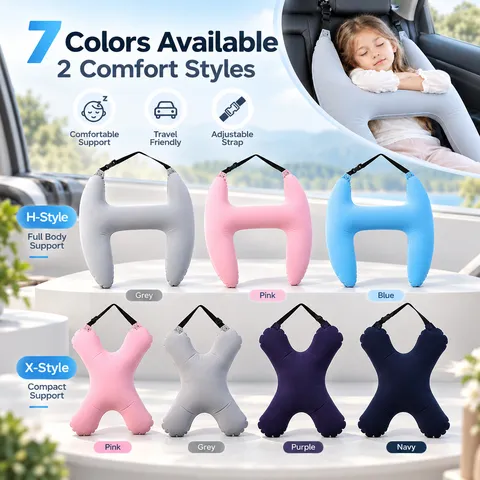Cuscino da Viaggio Gonfiabile per Bambini a Forma di H Supporto per il Collo del Cinturino di Sicurezza dell'Auto Poggiatesta Portatile