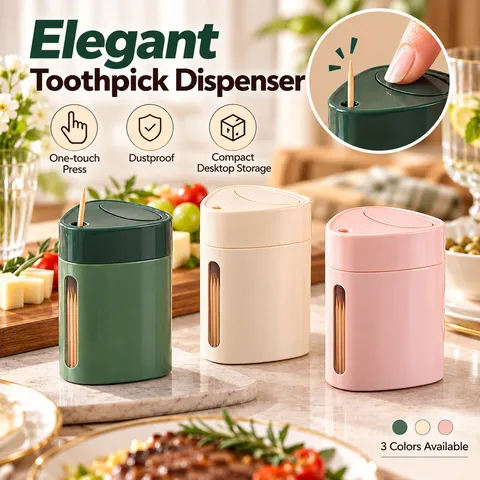 Automatic Press Toothpick Holder Luxury PP Plastic Pop Up Toothpick Dispenser With Visual Window For Home Restaurant