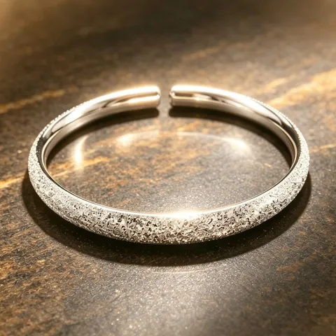 New Chinese Style Gypsophila Open Bangle Silver-Plated Copper Frosted Sand Surface Bracelet For Women Jewelry Gift