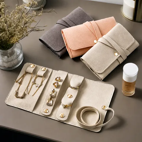 Portable Microfiber Leather Jewelry Storage Bag Travel Velvet Jewelry Pouch Organizer For Necklaces Earrings Rings