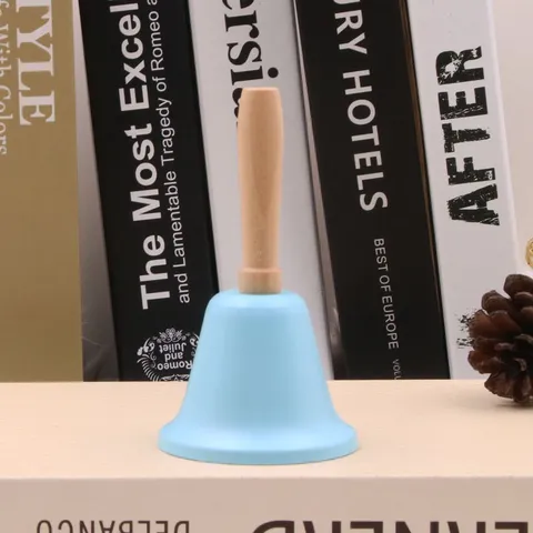 Metal Christmas Hand Bell With Wooden Handle Colorful Painted Bell Party Noise Maker Desktop Ornament Kids Toy Gift