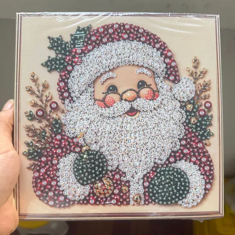 DIY 3D Christmas Pearl Painting Wall Art Kit Handmade Acrylic Diamond Painting On Stretched Canvas For Home Holiday Decor