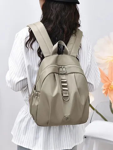 Sac à Dos en Nylon de Mode pour Femmes Grande Capacité Imperméable Décontracté Voyage Sac de Jour École Extérieur Navette Violet Jaune Kaki Noir
