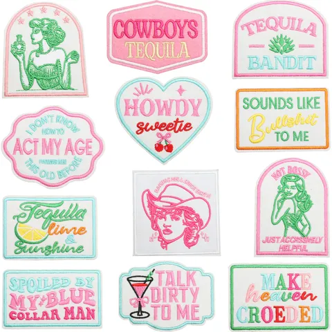 Parches Bordados Vintage Retro Chica Moda Eslogan Parche Termoadhesivo Aplique Para Ropa Bolso Chaqueta DIY Decorativo Insignia