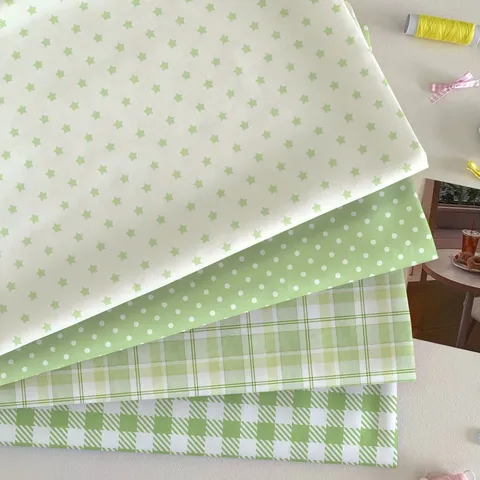 Green Ins Style Stars Dots Grid Velvet Tablecloth Fabric For Home Decor DIY Sewing Material Table Cover Furniture Dust Protector