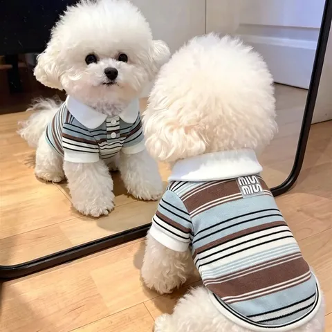 Huisdier Koppel Polo Shirt Gestreepte Hondenjurk Voor Kleine Honden Katten Puppy Teddy Bichon Frise Herfst Huisdier Kleding