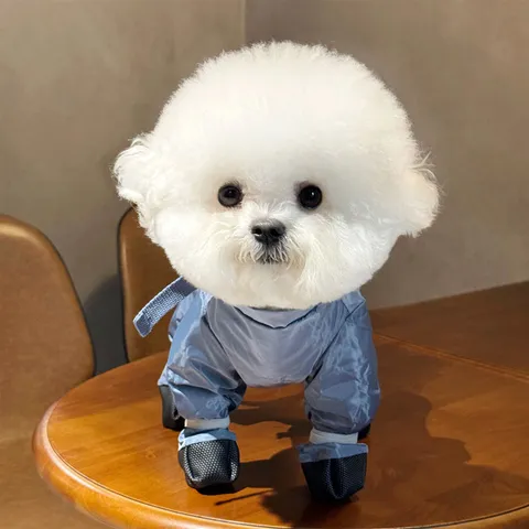 Waterproof Dog Raincoat All-In-One Jumpsuit Four-Legged Apparel For Small Medium Dogs Blue Pet Raincoat Outwear Jumpsuit With Booties