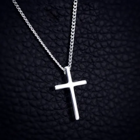 Collana Con Pendente a Croce in Argento Sterling S925 Elegante Catena Minimalista a Clavicola Gioielli da Donna Delicata Collana Lucida Regalo