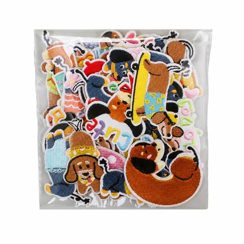Cute Dachshund Dog Embroidery Patches For Bags Clothing Decoration DIY Cartoon Sausage Dog Iron On Patches Badges Accessory