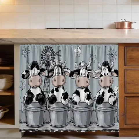 Keukenkast Gordijn Stofdicht Decoratief Café Gordijn Bloemenprint Polyester Pastorale Stijl Kort Gordijn Voor Woondecoratie