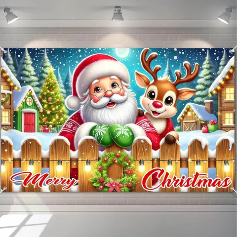 Cartoon Weihnachten Lebkuchenhaus Hintergrundtuch Polyester Süßigkeiten Haus Banner Für Party Fotografie Requisite Festliche Dekor