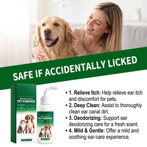 Pet Ear Drops Cleaner For Dogs And Cats Gentle Cleaning Deodorizing Ear Rinse With Plant Extracts For Itchy Ears Soothing Care