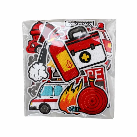 Cartoon Feuerwehr Rettungsserie Stickerei Aufnäher Für Kinder Kleidung Hüte DIY Aufbügeln Feuerwehrauto Hydrant Abzeichen Zubehör
