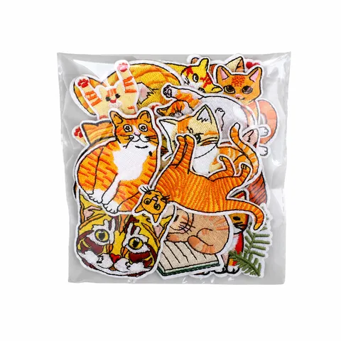 Süße Gelbe Katze Stickerei Aufnäher Kawaii Kätzchen Tier Bestickte Applikationen Für Kleidung Tasche Dekoration Aufbügler Zubehör