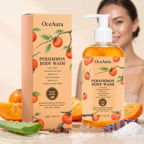 Oceaura Persimmon Moisturizing Body Wash Gentle Body Foam Refreshing Easy Rinse Pump Bottle Skin Care For Men And Women
