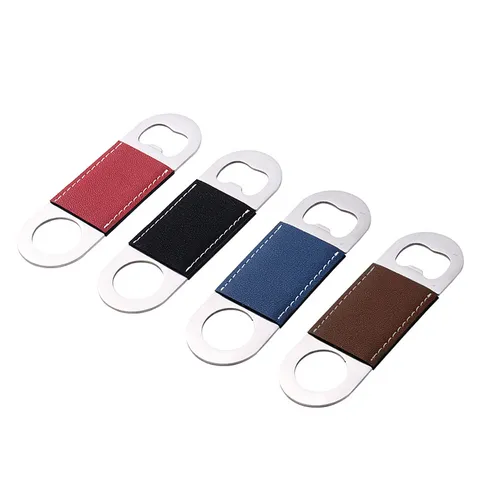 DIY Sublimation Blank PU Leather Metal Bottle Opener Portable Beer Opener For Laser Engraving Creative Craft Gifts Home Kitchen Tool