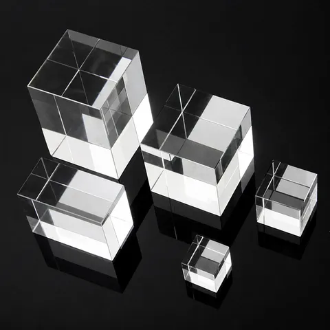 Cube de Cristal Transparent K9 Base Bloc Ornement en Verre Clair Pour Gravure Laser Accessoire Photographie Décoration Bureau Maison Minimaliste
