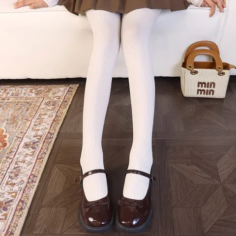 Women's Ribbed Vertical Striped Pantyhose High Elastic Slimming Matte Solid Color Tights Spring Autumn Versatile Nylon Leggings