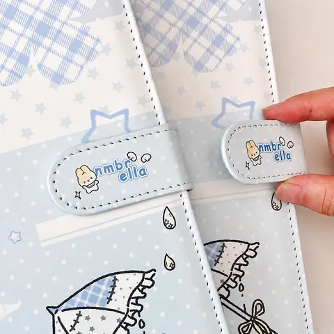 Classeur de Cartes A5 en Simili Cuir Style Coréen Motif Étoile Parapluie Livre de Collection de Photocard Album à Boucle Magnétique