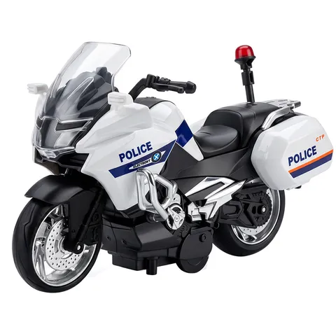 Simulation Police Motorcycle Model Toy For Kids Inertia Sliding Toy Vehicle With Light And Sound Sensory Enlightenment Motorcycle Ornament