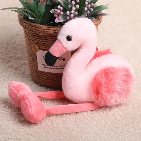 Cute Flamingo Plush Keychain Soft Stuffed Animal Toy Pink Bird Bag Pendant For Backpack Accessory Gift For Women Girls Kids