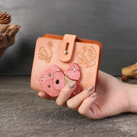 Cute 3D Cartoon Animal Handmade Waxed Genuine Cowhide Leather Mini Handbook Loose-leaf Notebook For Students Women Office Gift