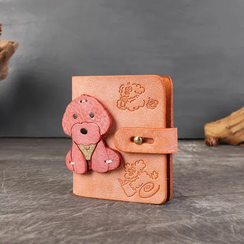 Cute 3D Cartoon Animal Handmade Waxed Genuine Cowhide Leather Mini Handbook Loose-leaf Notebook For Students Women Office Gift
