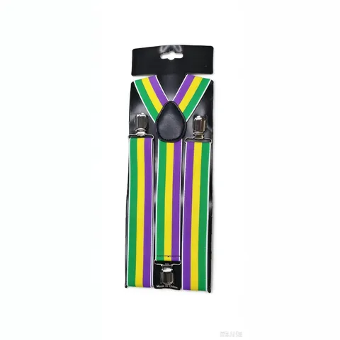 Mardi Gras Party Accessories Set Striped Suspenders Beaded Necklaces Bracelet Tablecloth For Carnival Festival Costume Props Decorations