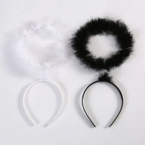Angel Halo Headband Halloween Costume Accessories Feather Tinsel Fairy Halo For Cosplay Party Performance Dress Up For Adults Kids