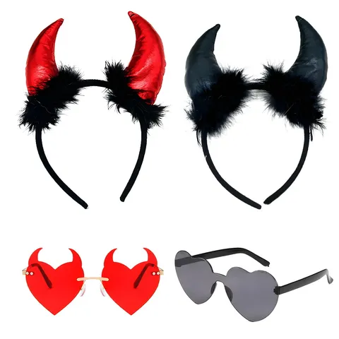 Halloween Devil Costume Set Party Performance Cosplay Props Horn Headband Wing Tail Trident Accessories For Women Men Unisex