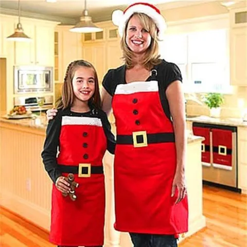 Delantal Navideño Impermeabile Poliéster Estampado Papá Noel Reno Cocina Fiesta Decoración para Mujeres Hombres Disfraz de Fiesta