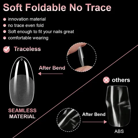 Ultra Thin Traceless Semi Frosted Press On Nails Transparent Soft Acrylic False Nails For Women Nail Art Salon Extension DIY
