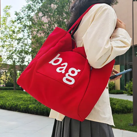 Women Vintage Canvas Tote Bag Large Capacity Letter Printed Shoulder Bag Fashion Casual Commuter Handbag Laptop Bag For Daily Work School