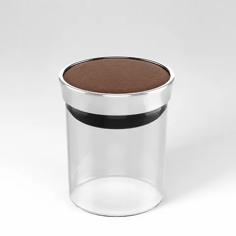 Jarre de Stockage Hermétique Moderne Avec Couvercle Plaqué Argent Rotatif Transparent Circulaire Cuisine Récipient Alimentaire Résistant à l'Humidité