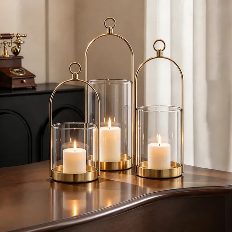 Minimalistischer Eisen Glas Kerzenhalter Europäischer Stil Hochzeit Tisch Deko Gold Schwarz Windlicht Laterne Geschenk Haus
