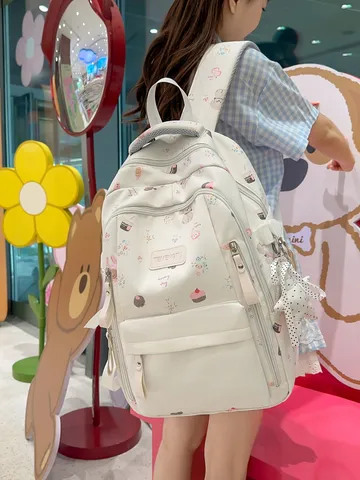 Nylon Cartoon Tier Druck Rucksack Für Mädchen Große Kapazität Schultasche Student Leicht Atmungsaktiv Tagesrucksack Für Schule