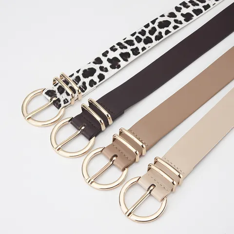 Ceinture en Cuir PU Rétro pour Femmes Avec Boucle à Ardillon à Double Anneau Ceinture Décorative Casual Simple pour Jeans Robes Accessoires de Mode Femme