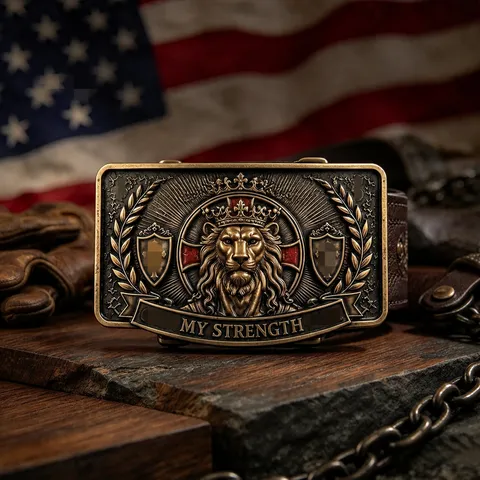 Vintage Men Belt Buckle Retro Embossed Metal Alloy Shield Laurel Wreath Commemorative Distressed Bronze Finish Accessories
