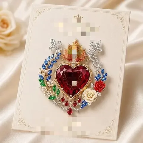 Broche de Flor con Diamantes de Imitación Sagrado Corazón Vintage para Mujer Aleación de Zinc Perla Artificial Cruz Incrustada Barroco Flor de Lis para Boda