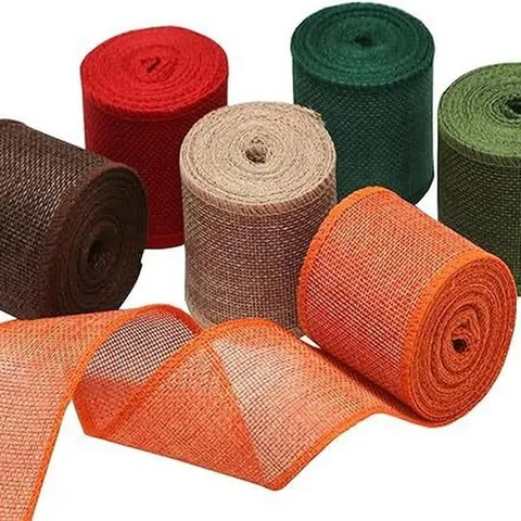 Rustic Wired Burlap Ribbon Colorful Jute Fabric Roll For DIY Crafts Gift Wrapping Wedding Party Bow Decoration Home Decor
